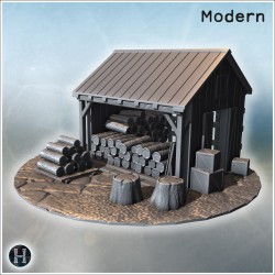 Log storage shed with stacked logs... - 3D STL | Hartolia Miniatures