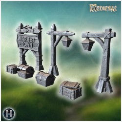 Accessoires de marché médiéval avec... - STL 3D | Hartolia Miniatures