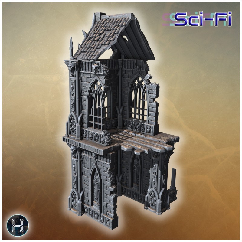 Tall ruined gothic tower with large... - 3D STL | Hartolia Miniatures
