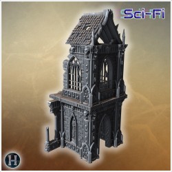 Tall ruined gothic tower with large... - 3D STL | Hartolia Miniatures