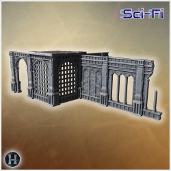 Long ruined stone wall with barred... - 3D STL | Hartolia Miniatures