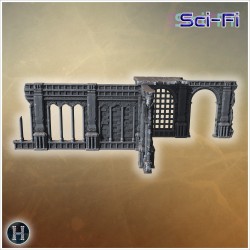 Long ruined stone wall with barred... - 3D STL | Hartolia Miniatures