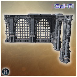 Long ruined stone wall with barred... - 3D STL | Hartolia Miniatures