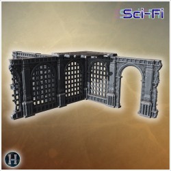 Long ruined stone wall with barred... - 3D STL | Hartolia Miniatures
