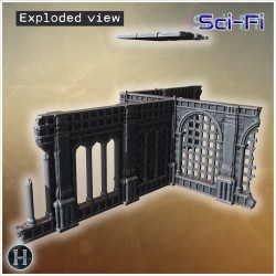 Long ruined stone wall with barred... - 3D STL | Hartolia Miniatures