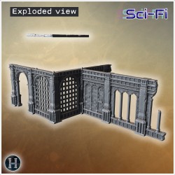 Long ruined stone wall with barred... - 3D STL | Hartolia Miniatures