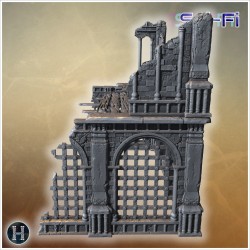 Ruined stone wall with large iron... - 3D STL | Hartolia Miniatures