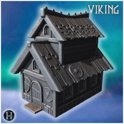 Large viking longhouse with double... - 3D STL | Hartolia Miniatures