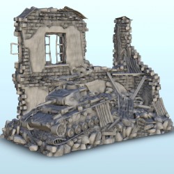 Ruin with Panzer III wreckage