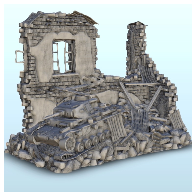Ruin with Panzer III wreckage |  | Hartolia miniatures