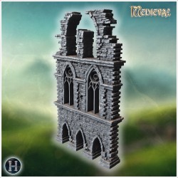 Tall ruined gothic facade with... - 3D STL | Hartolia Miniatures