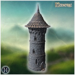 Round medieval stone tower with... - 3D STL | Hartolia Miniatures