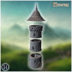 Round medieval stone tower with... - 3D STL | Hartolia Miniatures