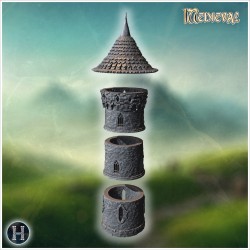 Round medieval stone tower with... - 3D STL | Hartolia Miniatures
