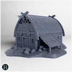 Arched roof wooden longhouse... - 3D STL | Hartolia Miniatures