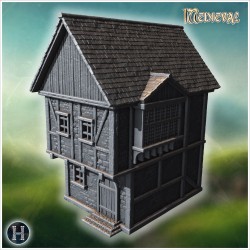 Tall house with high roof, stone... - 3D STL | Hartolia Miniatures