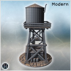 Wooden water tower elevated on a... - 3D STL | Hartolia Miniatures