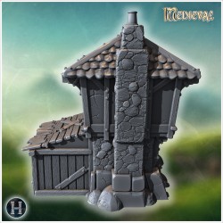 Maison avec fenêtres en arc et cheminée - STL 3D | Hartolia Miniatures