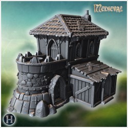 House with arched windows and chimney - 3D STL | Hartolia Miniatures