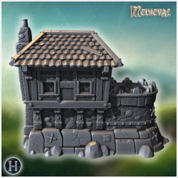 Maison avec fenêtres en arc et cheminée - STL 3D | Hartolia Miniatures