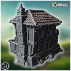House with arched windows and chimney - 3D STL | Hartolia Miniatures