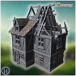 Detailed medieval house with timber... - 3D STL | Hartolia Miniatures