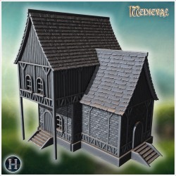Half-timbered house with twin... - 3D STL | Hartolia Miniatures