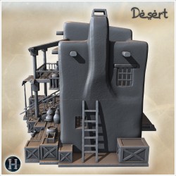 A building with a balcony, stairs,... - 3D STL | Hartolia Miniatures