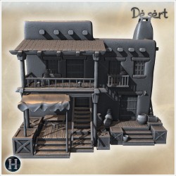 A building with a balcony, stairs,... - 3D STL | Hartolia Miniatures