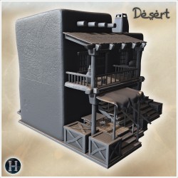 A building with a balcony, stairs,... - 3D STL | Hartolia Miniatures