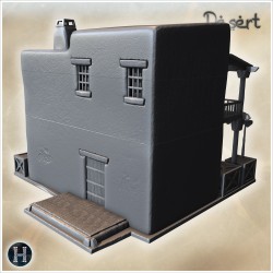 A building with a balcony, stairs,... - 3D STL | Hartolia Miniatures