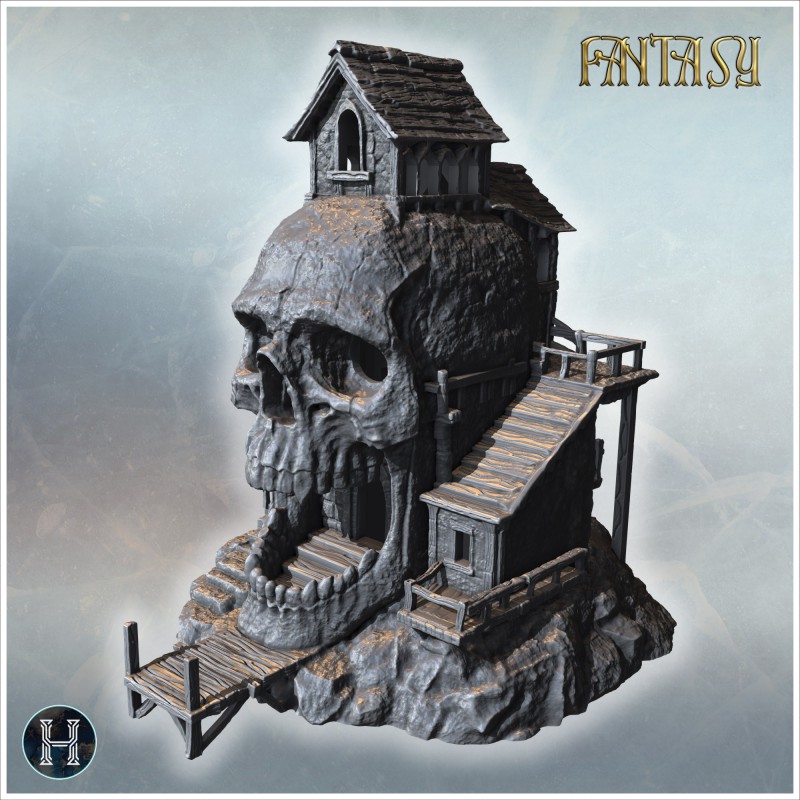 Maison perchée au sommet d'un crâne - STL 3D | Hartolia Miniatures