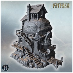 Maison perchée au sommet d'un crâne - STL 3D | Hartolia Miniatures