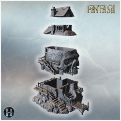 Maison perchée au sommet d'un crâne - STL 3D | Hartolia Miniatures