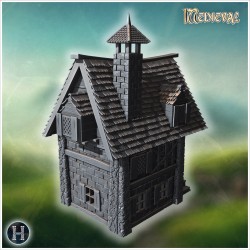 Timber-framed house with small turret - 3D STL | Hartolia Miniatures