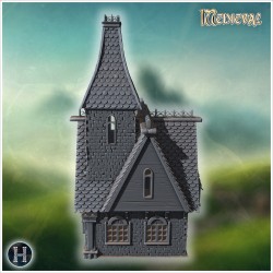 Tall house with steep roofline - 3D STL File | Hartolia Miniatures