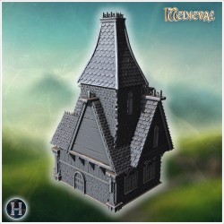 Tall house with steep roofline - 3D STL File | Hartolia Miniatures