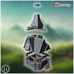 Tall house with steep roofline - 3D STL File | Hartolia Miniatures