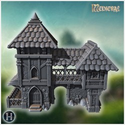 Maison à deux étages avec balcon en... - STL 3D | Hartolia Miniatures