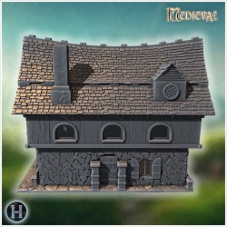 Medieval house with stone base - 3D STL File | Hartolia Miniatures
