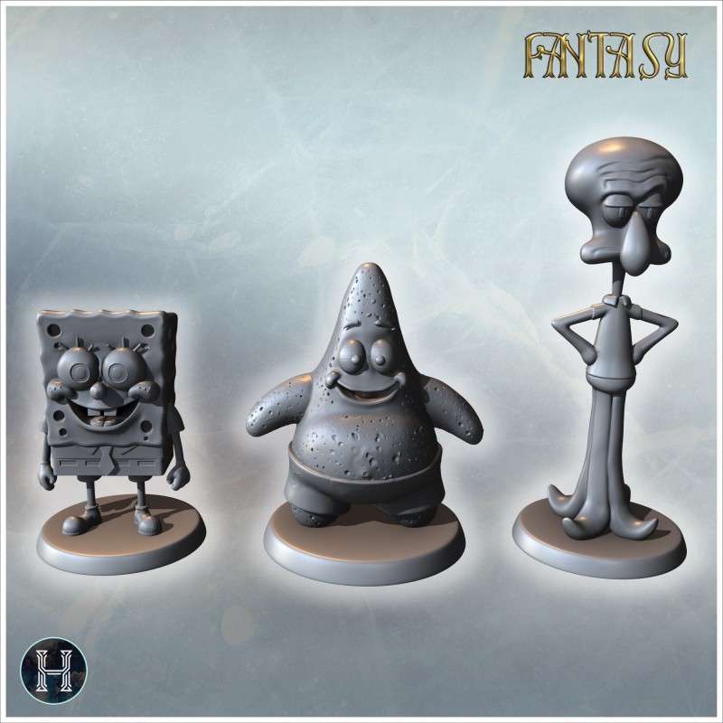 Spongebob, Patrick et Squidward... - STL 3D | Hartolia Miniatures