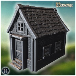 Small stone house with steep roof,... - 3D STL | Hartolia Miniatures