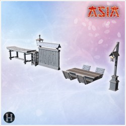 Wooden bench, street lamp, simple... - 3D STL | Hartolia Miniatures