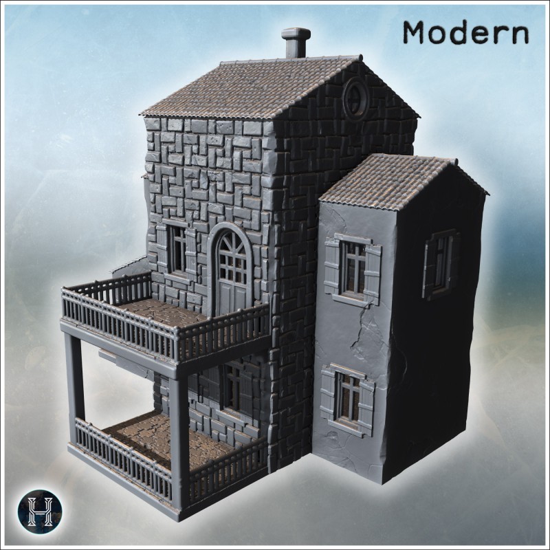 Compact building with patterned... - 3D STL | Hartolia Miniatures
