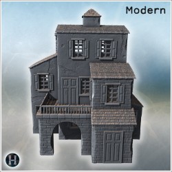 Elevated building with arched stone... - 3D STL | Hartolia Miniatures