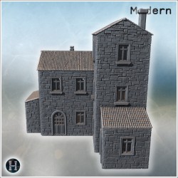 Tall stone house with gable roofs,... - 3D STL | Hartolia Miniatures