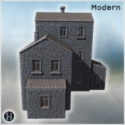 Tall stone house with gable roofs,... - 3D STL | Hartolia Miniatures