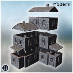 Tall stone house with gable roofs,... - 3D STL | Hartolia Miniatures