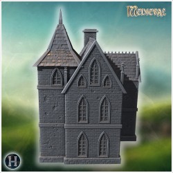 Gothic villa with rooftop terrace... - 3D STL | Hartolia Miniatures