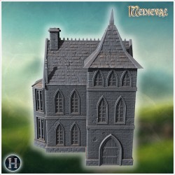 Gothic villa with rooftop terrace... - 3D STL | Hartolia Miniatures